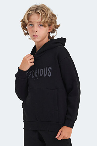 Slazenger Lexus Unisex Children's Hooded Pocket Black Sweatshirt