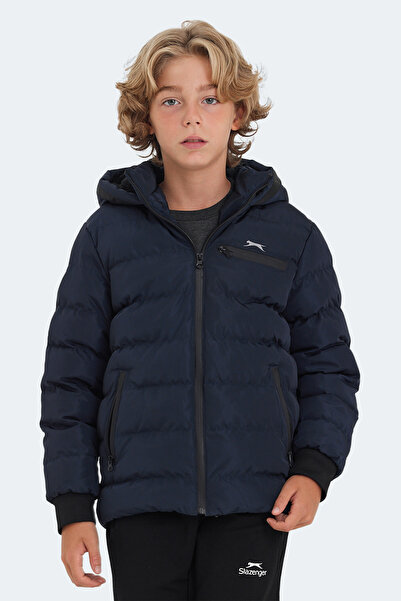 Slazenger Unisex Children's Hooded Inflatable Navy Blue Jacket & Coat