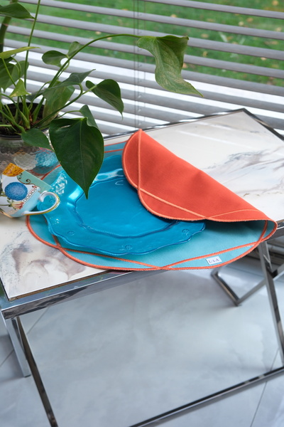 Leoinart دوبلو تورونج - طقم مائدة أمريكي باللون الفيروزي