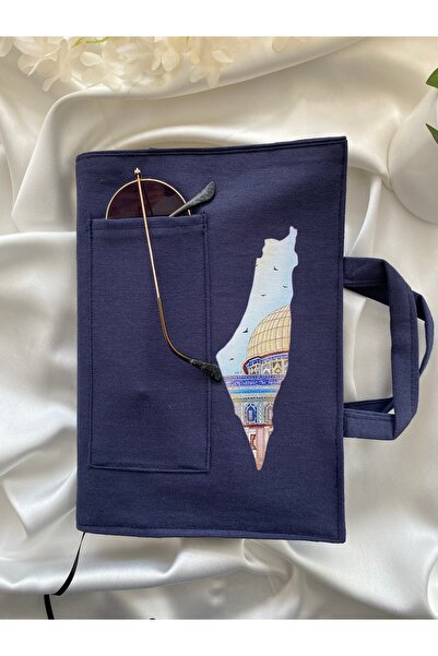 DUTTDİKİM حقيبة كتب باللون الأزرق الداكن مقاس 17*24 سم مع حجرة للنظارات dtf b...