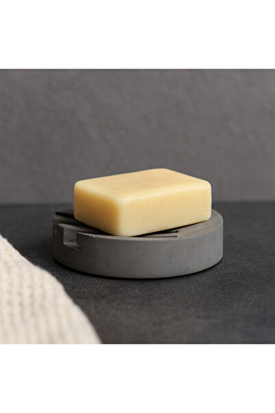 Fiyera Home حامل صابون دائري رمادي اللون