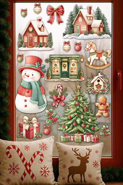 papermoods Yılbaşı Çiçekli Şehir Temalı Bebek ve Çocuk Odası Sticker Seti - Yeni Yıl Yılbaşı Süsü