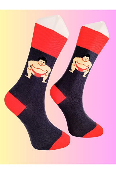 Shuttle Park Special Series Happy Colorful Cute Sumo Patterned Socks Fun Comfortable Stylish Design Style Socks