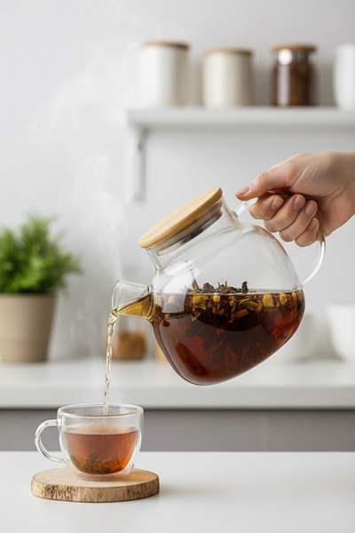 EVONİTA إبريق شاي من الزجاج البوروسيليكات المقاوم للحرارة سعة 1000 مل مع غطاء...