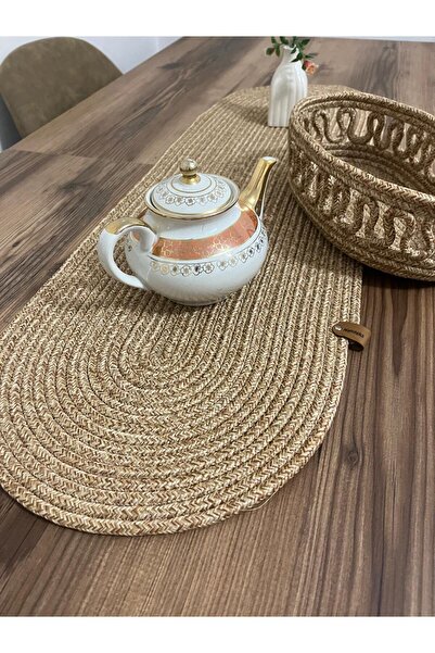 eftlyhome Runner Basket Set, Jute, Wicker, American Service, Cutlery Set, Plate Coaster, Presentation, Bread Basket