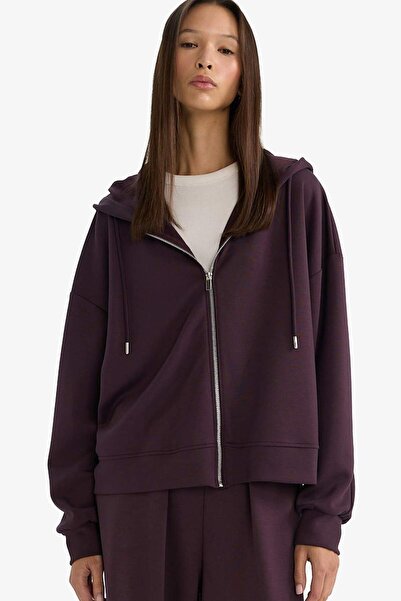 DeFacto Relax Fit Hooded Zippered Sweatshirt G4760Ax25Wn