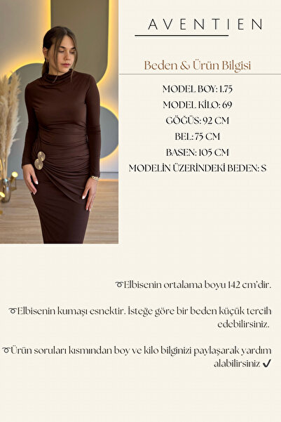 Aventien Stylish Brown Maxi Dress with Gathered Accessory Detail