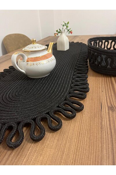 eftlyhome Runner Basket Set, Jute, Wicker, American Service, Cutlery Set, Plate Coaster, Presentation, Bread Basket