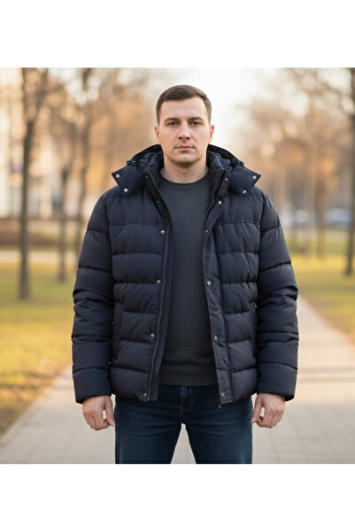 embody Jachetă groasă de iarnă pentru bărbați cu glugă detașabilă 22508-2 ble...