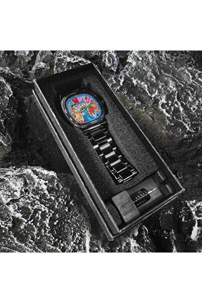 Carsikie Gece Parlayan İndeksli Pop-Art Çelik Kol Saati (Full Set) SİYAH