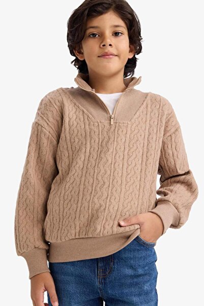 DeFacto Boy's Half Zipper Soft Fleece Sweatshirt G3674A825Cw