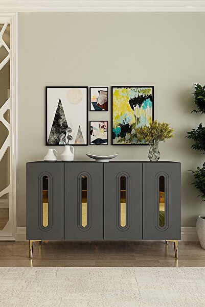 CENEYRA KA1206AG RANY120 KONSOL, KAHVE KÖŞESİ ve TV SEHPASI ANTRASİT-GOLD 120cm