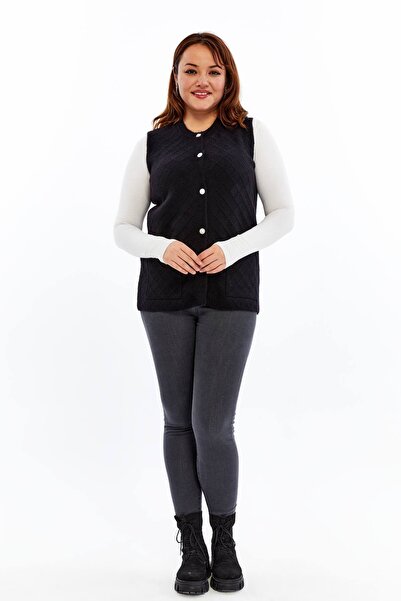 Laden Women's Knitwear Bearded Plus Size Mother Winter Vest