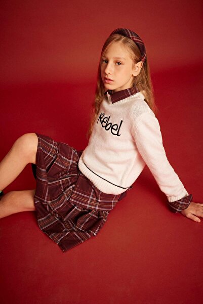 DeFacto Girls' Cotton Checkered Pleated Skirt G1898A825Au