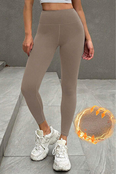 SV Sun Victoria Women's Cream Fleece Lined Gathering Soft Leggings