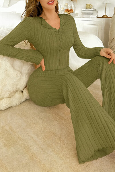 Biraltı Moda Bow Detailed Long Sleeve Cotton Women's Pajama Set