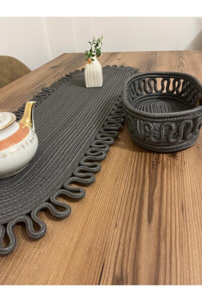 eftlyhome Runner Basket Set, Jute, Wicker, American Service, Cutlery Set, Plate Coaster, Presentation, Bread Basket