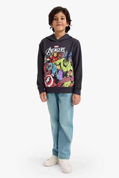 DeFacto Boy's Marvel Avengers Hooded Soft Fleece Inside Sweatshirt G5116A825Wn