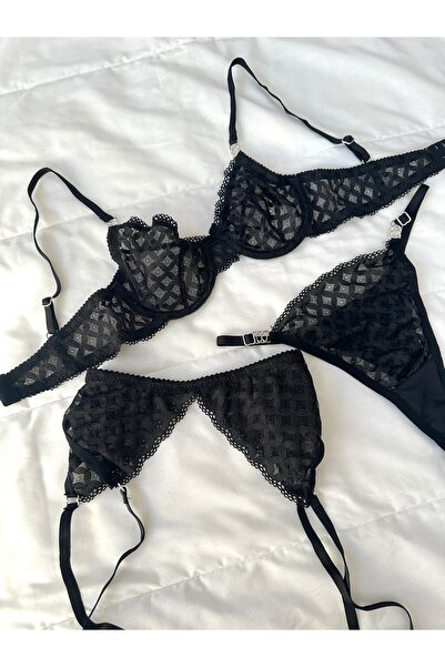 Feruzdesign Emilly Black Underwire 3-Piece Bra Set