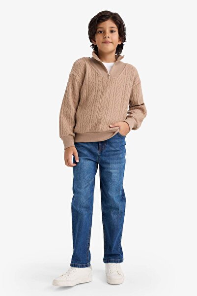 DeFacto Boy's Half Zipper Soft Fleece Sweatshirt G3674A825Cw