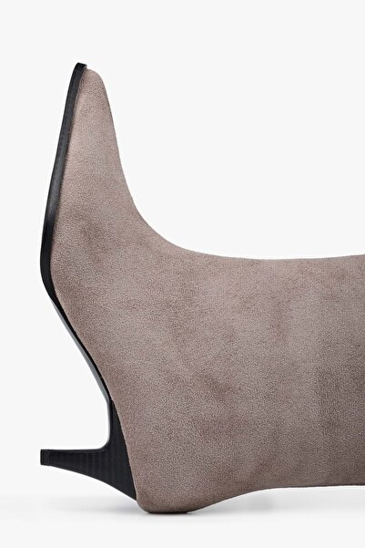 Shoeberry Women's Lula Mink Suede Short Pointed Heeled Boots