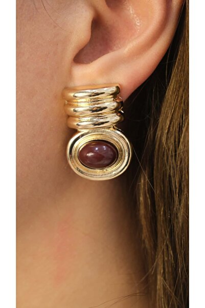 Jerie Gold Oval Detail Vintage Earrings