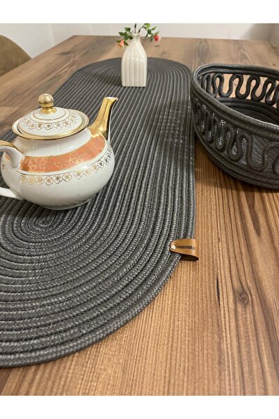 eftlyhome Runner Basket Set, Jute, Wicker, American Service, Cutlery Set, Plate Coaster, Presentation, Bread Basket