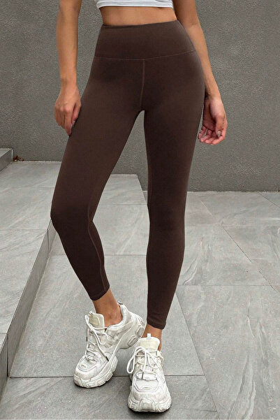 SV Sun Victoria Women's Brown Fleece Lined Gathering Soft Leggings