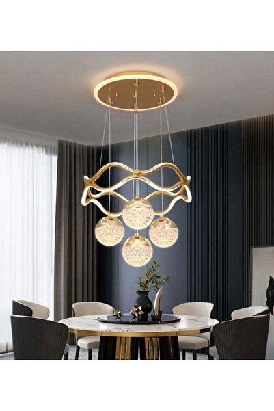 Generic LED Ceiling Chandelier Gold Color 3 Lights
