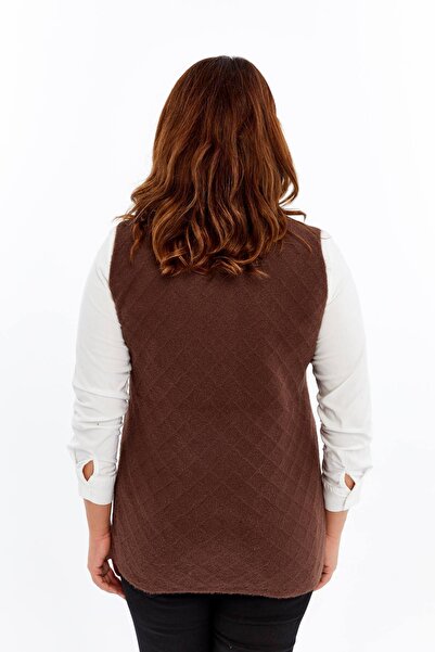 Laden Women's Knitwear Bearded Plus Size Mother Winter Vest
