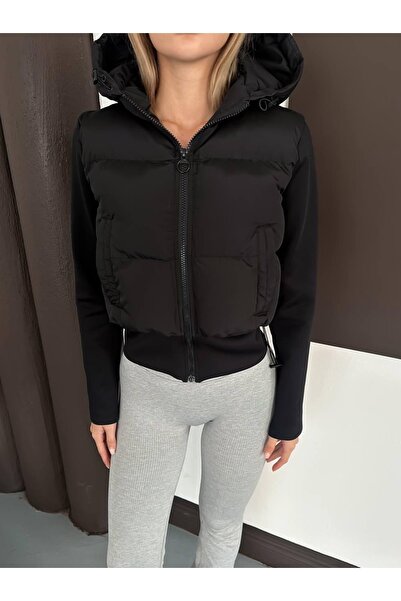 Ekim Store Crop Elastic Hooded Inflatable Jacket