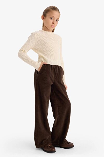DeFacto Girl's Wide Leg Corded Fabric Velvet Trousers E8295A825Wn