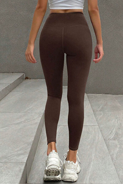 SV Sun Victoria Women's Brown Fleece Lined Gathering Soft Leggings