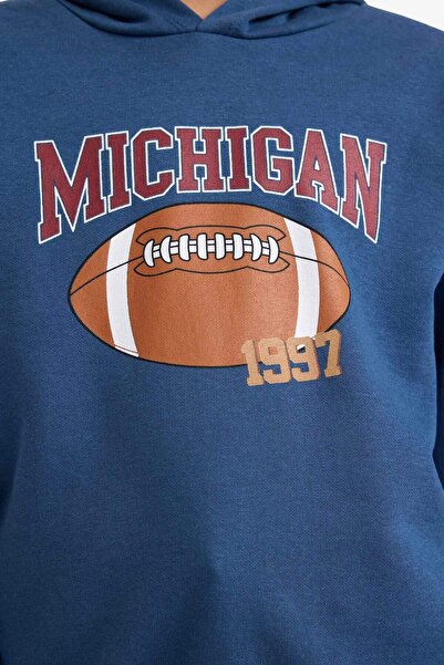 DeFacto Φούτερ για αγόρια με κουκούλα με τύπωμα με μαλακό χνούδι εσωτερικά G5564A825CW