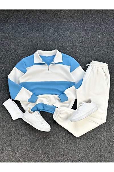 tetramoda Σετ αθλητικής φόρμας με φερμουάρ με τρία νήματα και βαμβακερή επένδ...