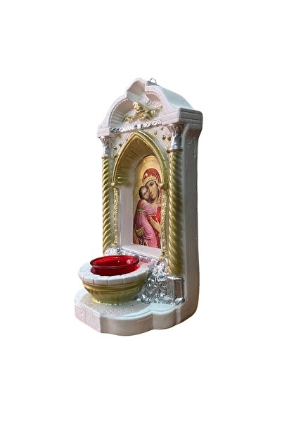 OEM Plaster candle with Virgin Mary and holder