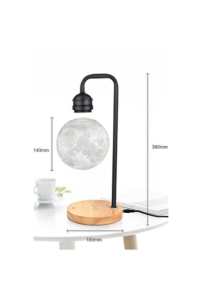 Siyah Ay Görünümlü Gece Lambası: Kablosuz Şarj Özellikli Estetik Aydınlatma
