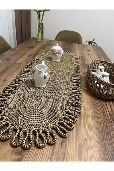 eftlyhome Runner Basket Set, Jute, Wicker, American Service, Cutlery Set, Plate Coaster, Presentation, Bread Basket