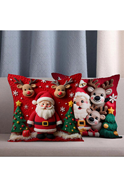 Alkan Homes 2 Li Kombin Punch Desen Görünümlü Noel Baba ve Geyik Desenli Diji...