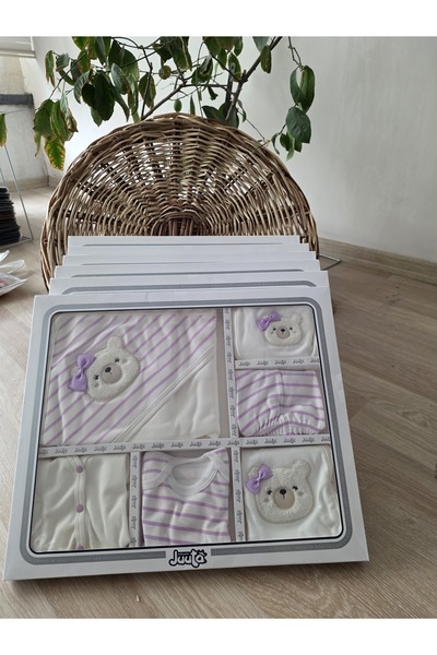 Juuta طقم ملابس داخلية فاخرة مكونة من 10 قطع مطرزة على شكل دب - 100% قطن للمو...