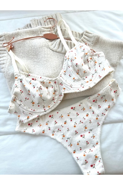 Feruzdesign Ecru Sienna Cotton Underwire Set