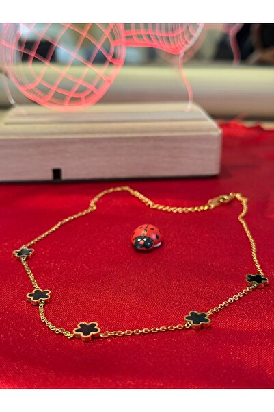 stainless steell ÇELİK SİYAH YONCA KOLYE