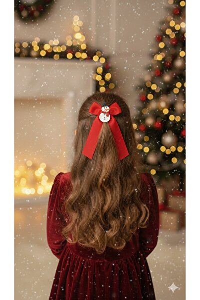 Toka Perisi Handmade Christmas Red Ribbon Bow Snowflake Clip-On Buckle (6cm with Metal Clip)