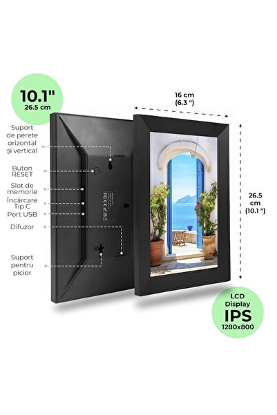 JFlow Digital photo frame, Vdo, 10.1 inch, Wifi, 1gb Ram, 32gb, Touch screen, Speaker, Photo/Video