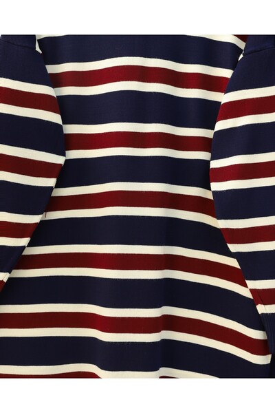 Modamorfo Round Neck Colorful Striped Casual Knitwear Set - Navy