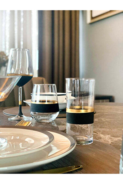 Asi Home 6-Piece Glasses Set, Black Gold, GLW 0008