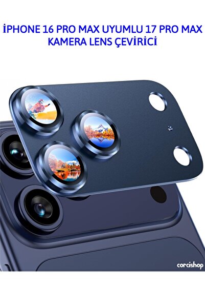 corcishop عدسة تحويل متوافقة مع آيفون 16 برو ماكس بمظهر كاميرا آيفون 17 برو م...