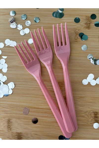 Öztürkpartievi 25 قطعة من الشوكة البلاستيكية الوردية