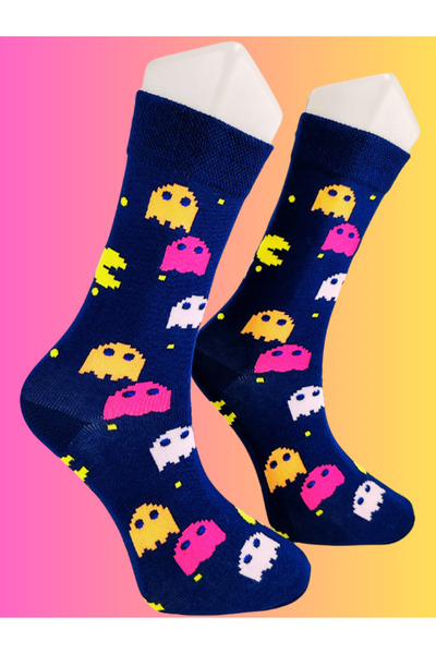 Shuttle Park Special Series Happy Colorful Game Patterned Pac Man Socks Fun Comfortable Stylish Design Style Socks