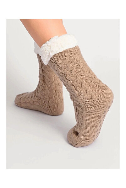 Fine Woman New warm home socks with fluffy insert and anti-slip sole